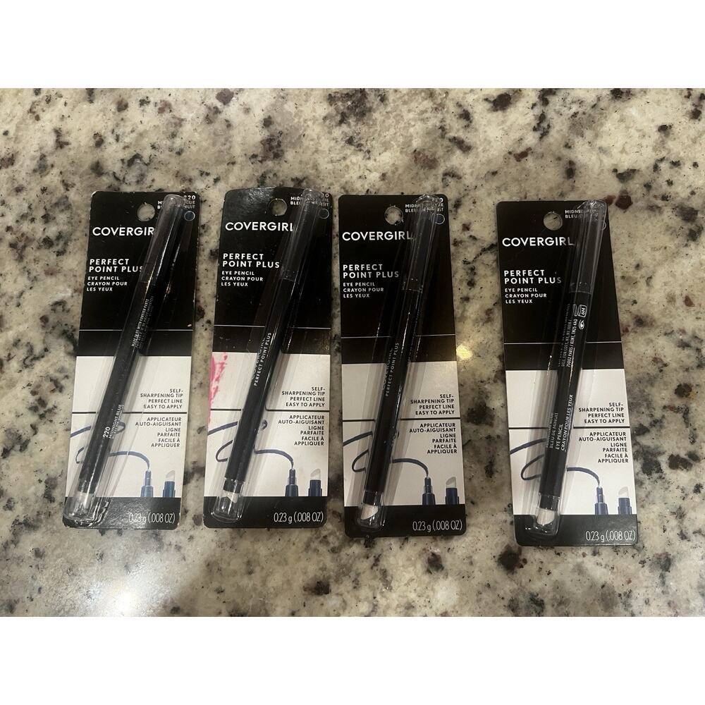 (4) CoverGirl Perfect Point Plus Eyeliner Pencil #220 Midnight Blue LOT OF 4